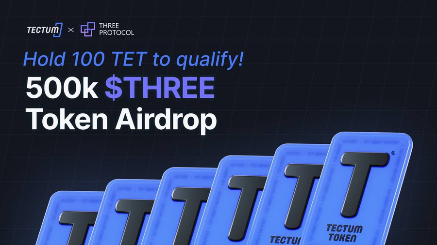 Tectum Launches Three Protocol 500K $THREE Token Airdrop