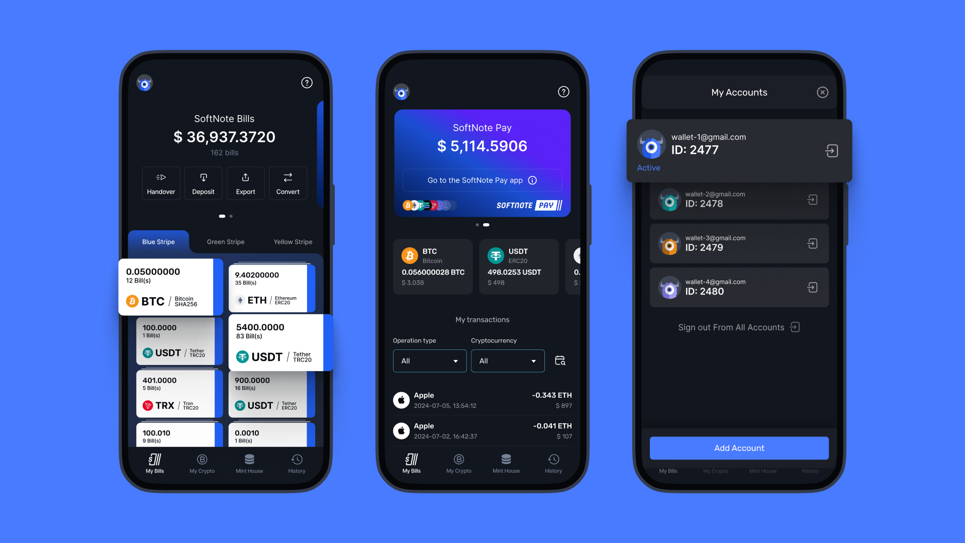 Tectum SoftNote Wallet Mobile App